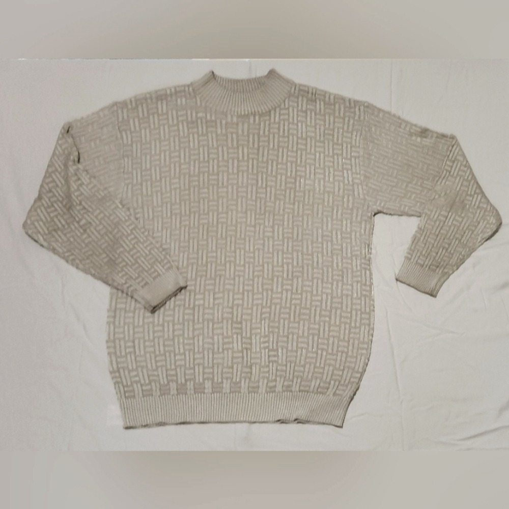 Vintage Men's Syllables Knit Mockneck Grandpa Sweater Size L